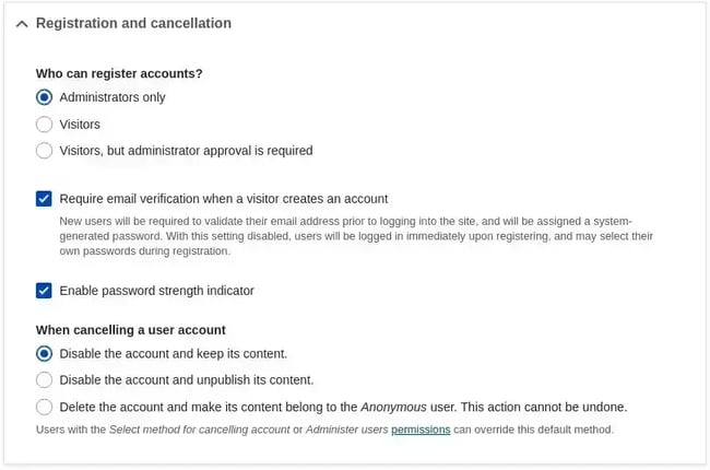 website with user accounts; configuration from drupal